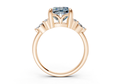 Lyra Blue Diamond Accent Cushion Square Cut 2.3mm Engagement Ring