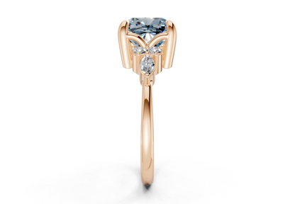 Lyra Blue Diamond Accent Cushion Square Cut 2.3mm Engagement Ring