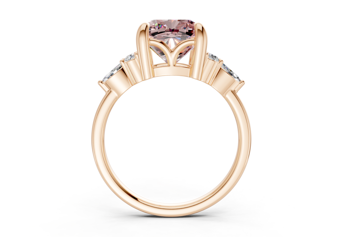 Lyra Pink Diamond Accent Cushion Square Cut 2mm Engagement Ring
