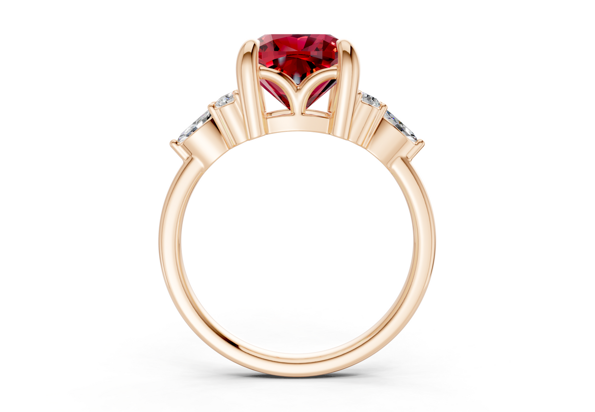 Lyra Ruby Gemstone Accent Cushion Square Cut 1.8mm Engagement Ring