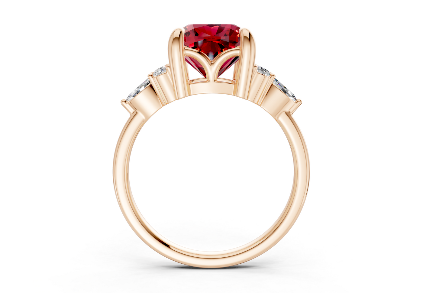 Lyra Ruby Gemstone Accent Cushion Square Cut 2.3mm Engagement Ring