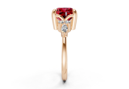 Lyra Ruby Gemstone Accent Cushion Square Cut 2.3mm Engagement Ring