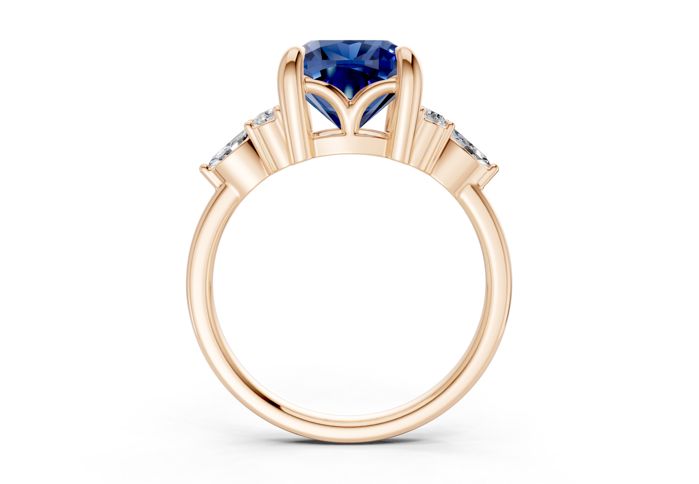 Lyra Sapphire Gemstone Accent Cushion Square Cut 1.8mm Engagement Ring