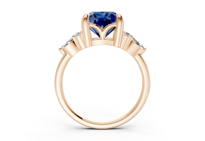 Lyra Sapphire Gemstone Accent Cushion Square Cut 1.8mm Engagement Ring