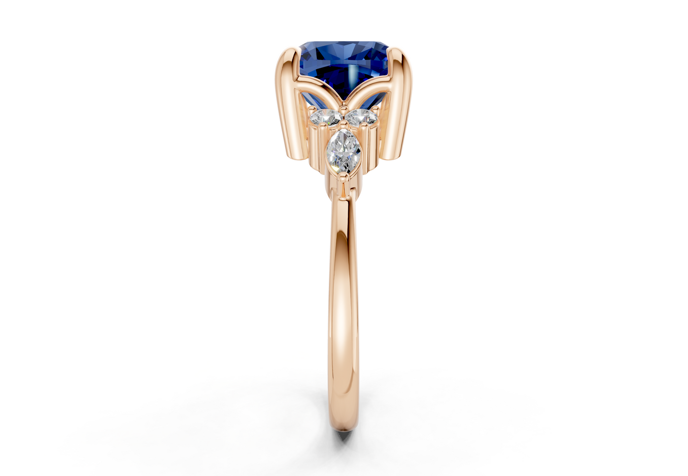 Lyra Sapphire Gemstone Accent Cushion Square Cut 2.3mm Engagement Ring