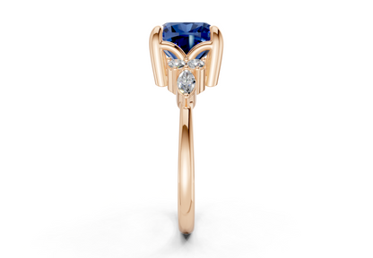 Lyra Sapphire Gemstone Accent Cushion Square Cut 1.8mm Engagement Ring