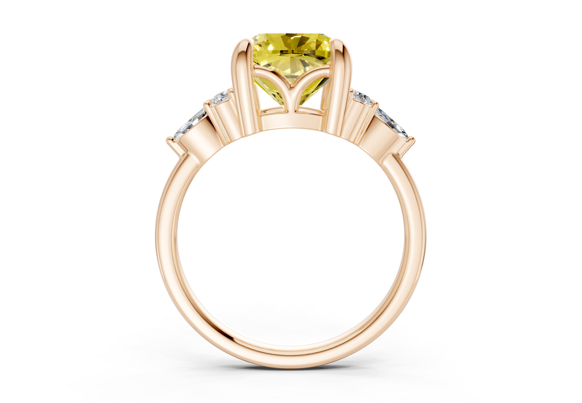 Lyra Yellow Diamond Accent Cushion Square Cut 2mm Engagement Ring