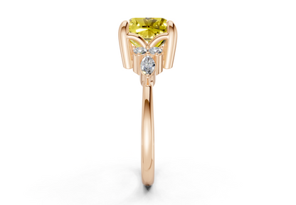 Lyra Yellow Diamond Accent Cushion Square Cut 2mm Engagement Ring