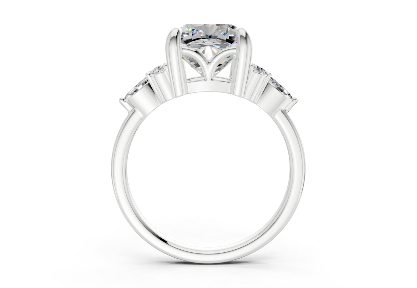Lyra Diamond Accent Cushion Square Cut 2mm Engagement Ring