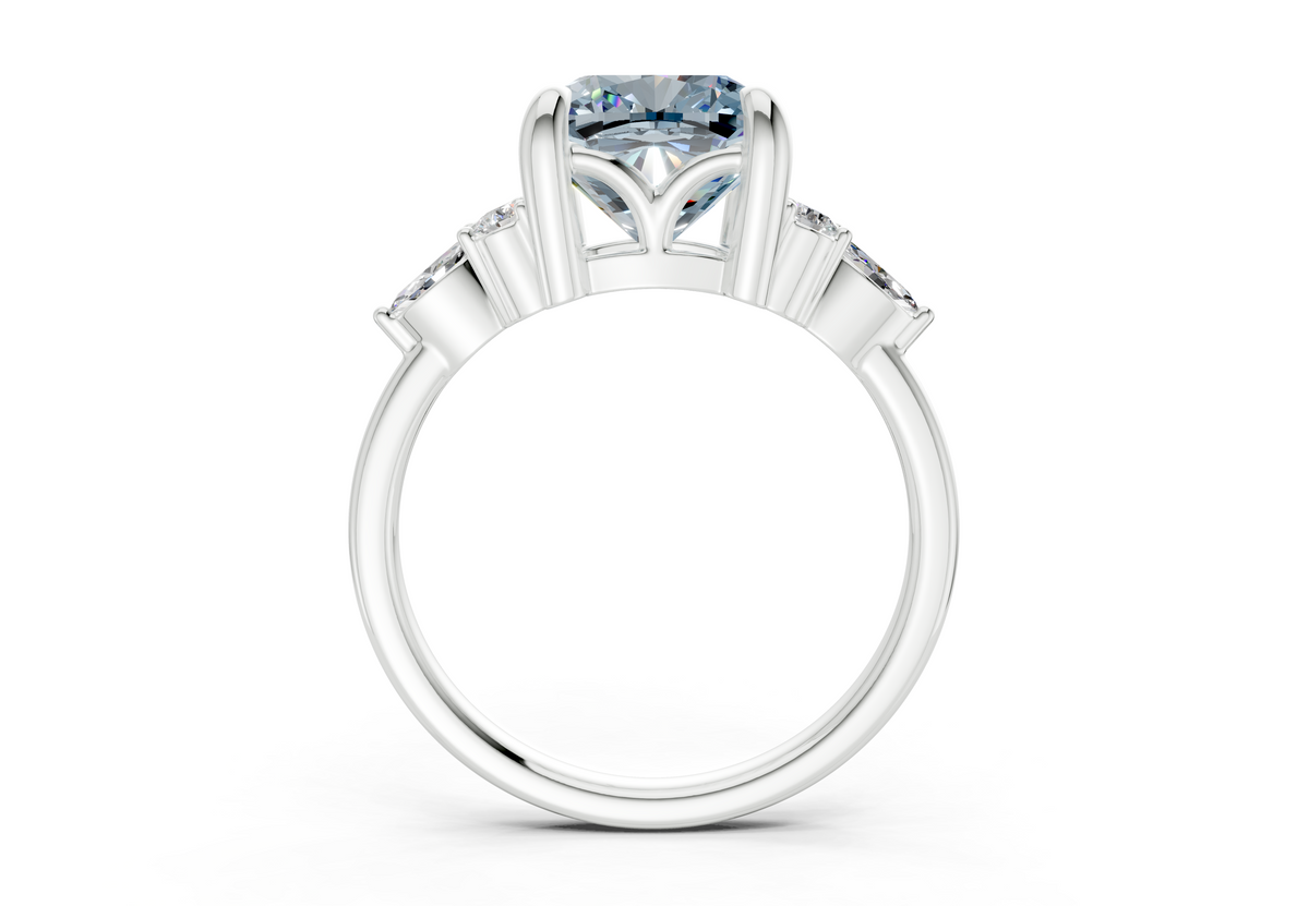 Lyra Blue Diamond Accent Cushion Square Cut 2mm Engagement Ring
