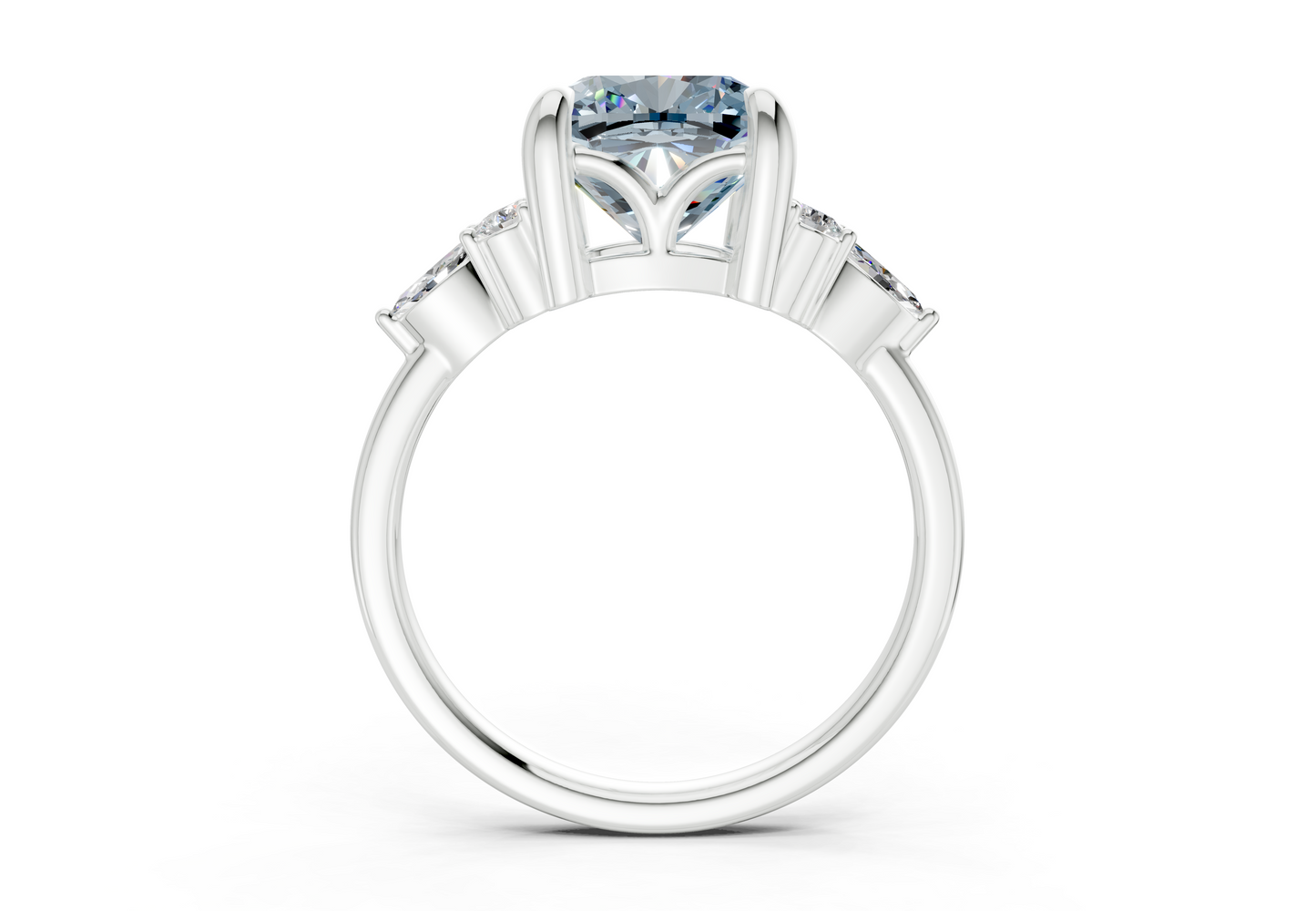 Lyra Blue Diamond Accent Cushion Square Cut 2.3mm Engagement Ring