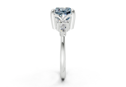 Lyra Blue Diamond Accent Cushion Square Cut 2.3mm Engagement Ring