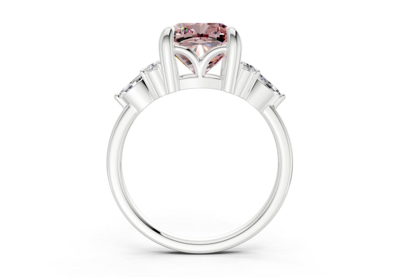 Lyra Pink Diamond Accent Cushion Square Cut 2.3mm Engagement Ring