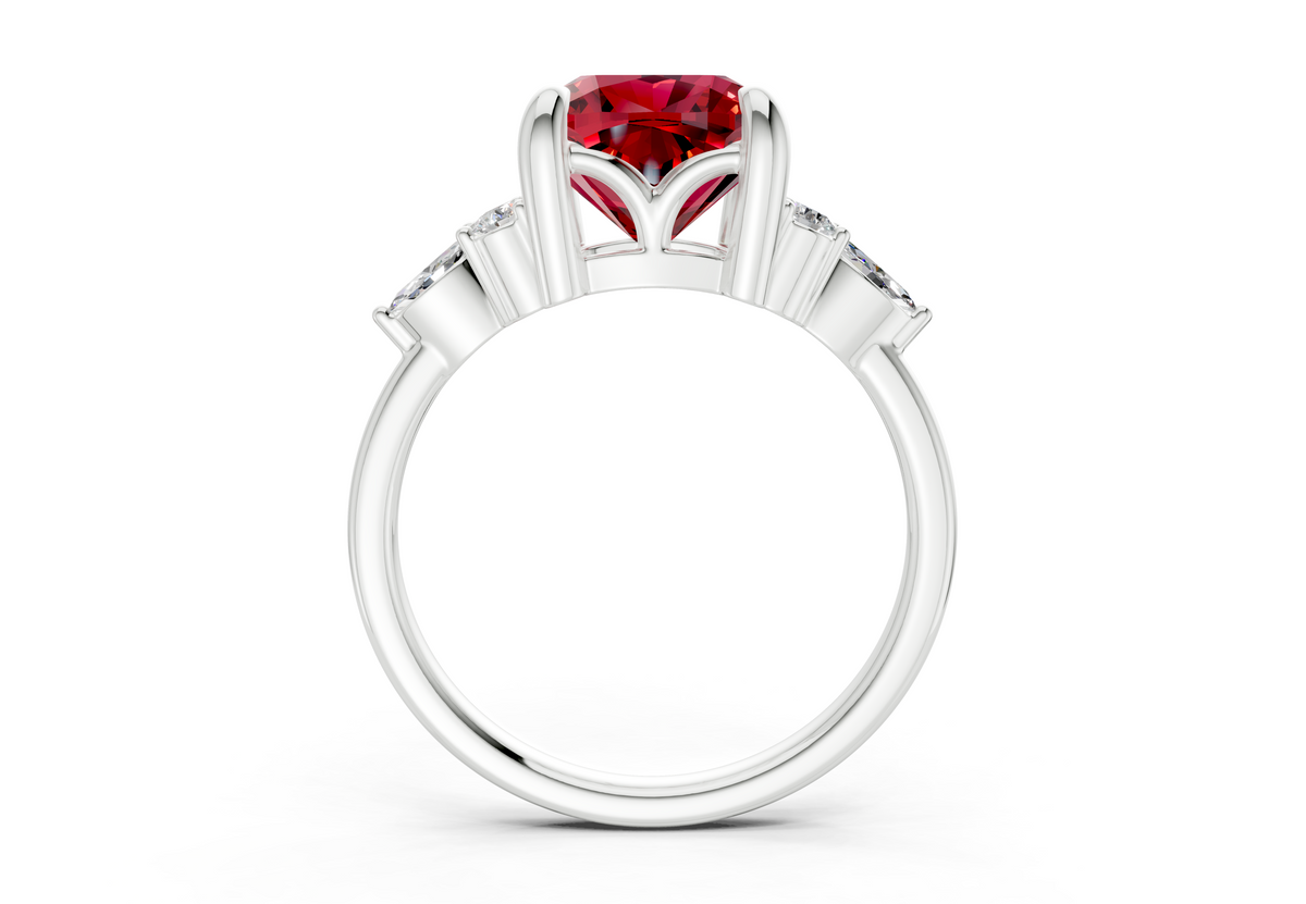 Lyra Ruby Gemstone Accent Cushion Square Cut 2mm Engagement Ring