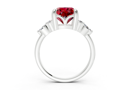 Lyra Ruby Gemstone Accent Cushion Square Cut 2.3mm Engagement Ring