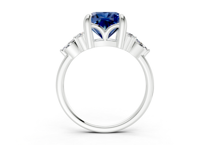 Lyra Sapphire Gemstone Accent Cushion Square Cut 1.8mm Engagement Ring