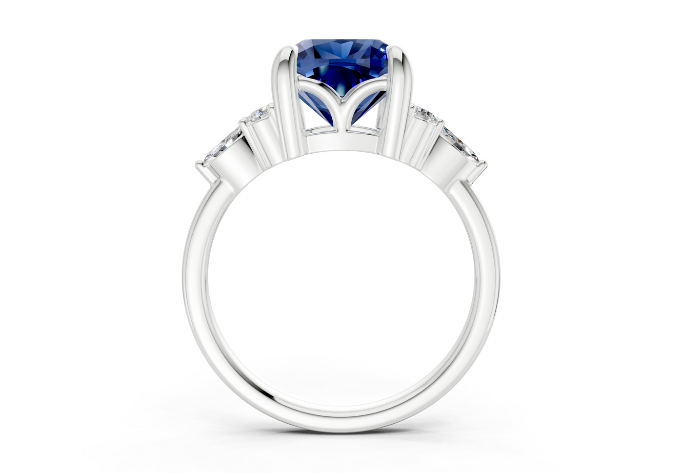 Lyra Sapphire Gemstone Accent Cushion Square Cut 2.3mm Engagement Ring