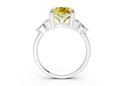 Lyra Yellow Diamond Accent Cushion Square Cut 2mm Engagement Ring