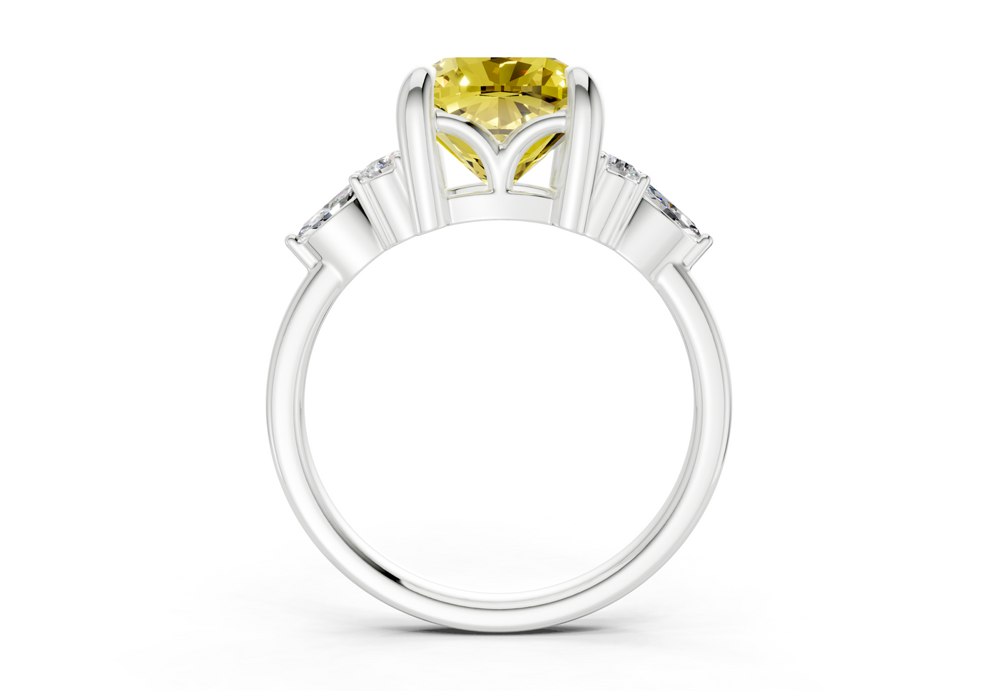 Lyra Yellow Diamond Accent Cushion Square Cut 2.3mm Engagement Ring
