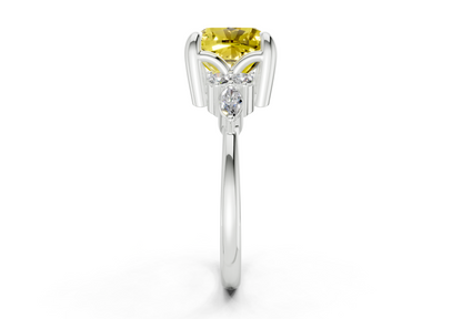 Lyra Yellow Diamond Accent Cushion Square Cut 1.8mm Engagement Ring