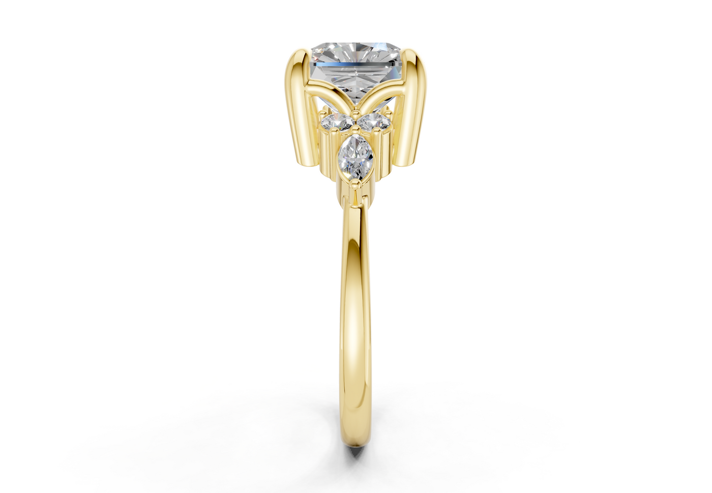 Lyra Diamond Accent Radiant Square Cut 2mm Engagement Ring