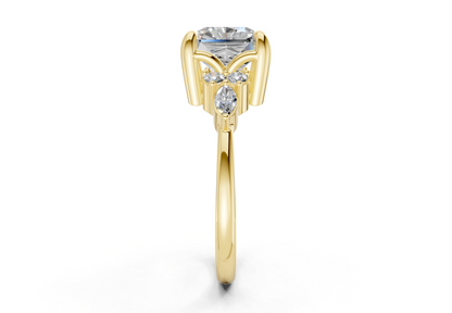 Lyra Diamond Accent Radiant Square Cut 2mm Engagement Ring