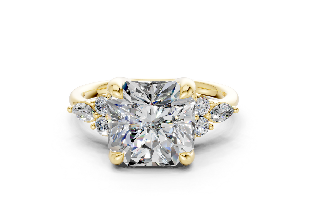 Lyra Diamond Accent Radiant Square Cut 1.8mm Engagement Ring