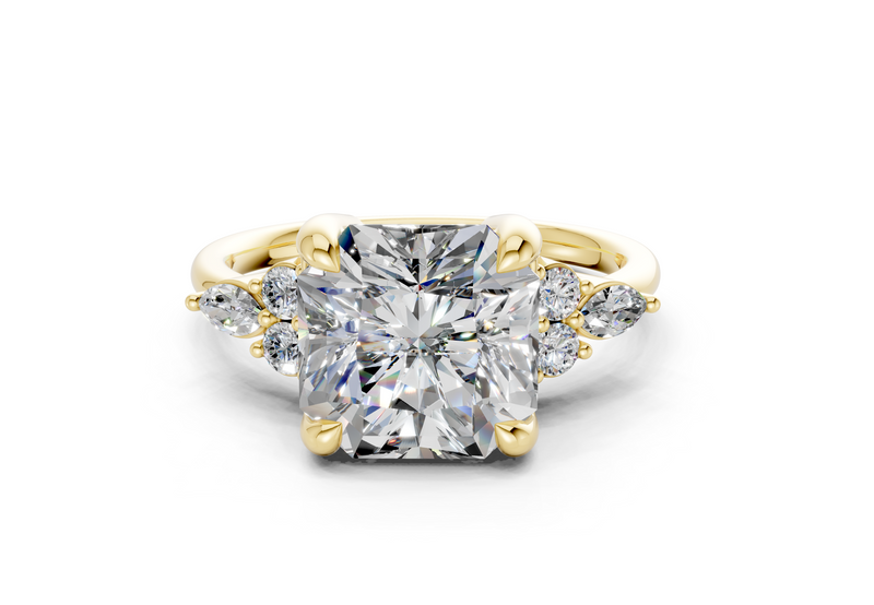 Lyra Diamond Accent Radiant Square Cut 2.3mm Engagement Ring