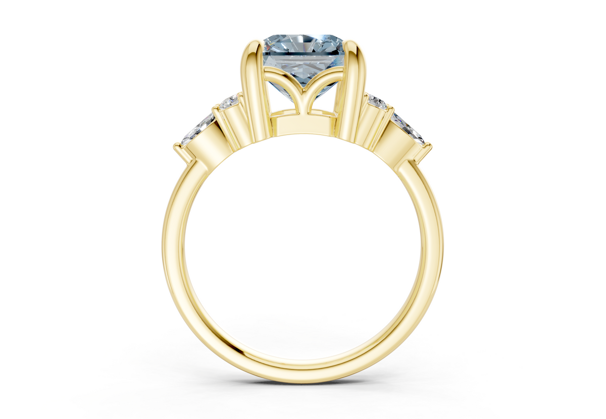 Lyra Blue Diamond Accent Radiant Square Cut 2.3mm Engagement Ring