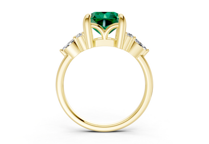 Lyra Emerald Gemstone Accent Radiant Square Cut 1.8mm Engagement Ring