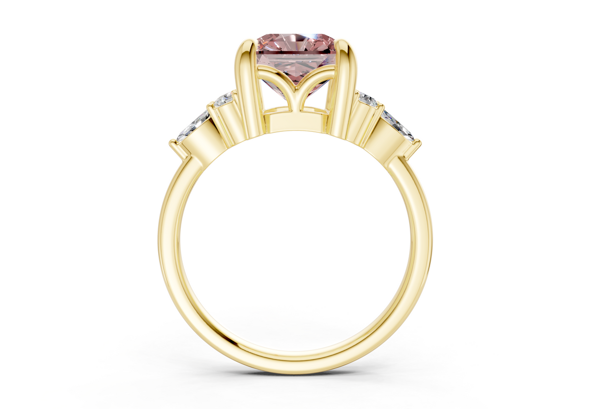 Lyra Pink Diamond Accent Radiant Square Cut 1.8mm Engagement Ring