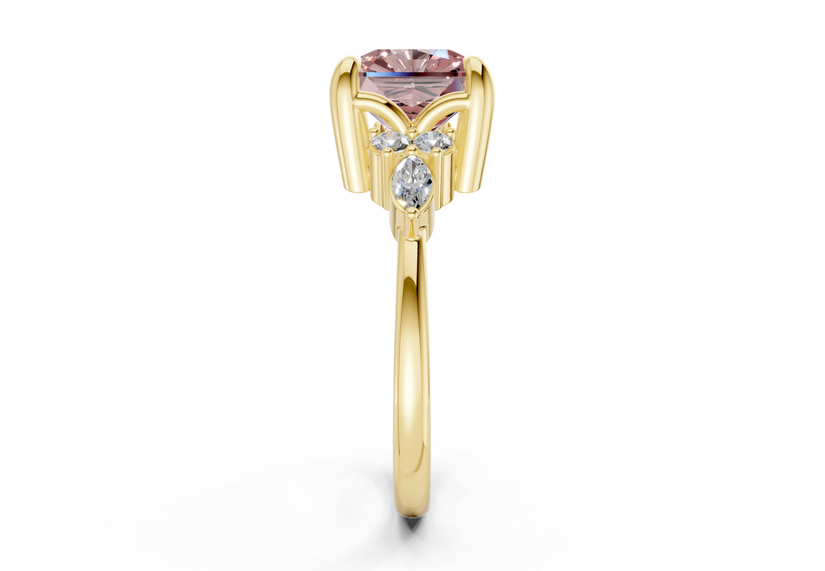 Lyra Pink Diamond Accent Radiant Square Cut 2mm Engagement Ring
