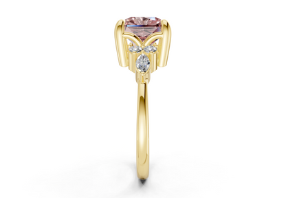 Lyra Pink Diamond Accent Radiant Square Cut 1.8mm Engagement Ring