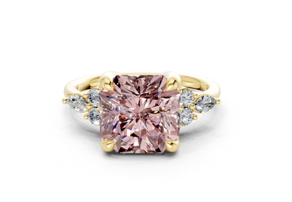 Lyra Pink Diamond Accent Radiant Square Cut 1.8mm Engagement Ring