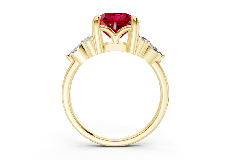 Lyra Ruby Gemstone Accent Radiant Square Cut 1.8mm Engagement Ring
