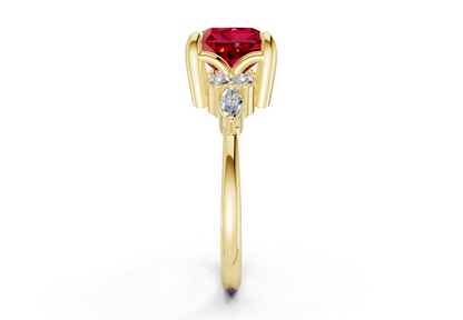 Lyra Ruby Gemstone Accent Radiant Square Cut 2.3mm Engagement Ring