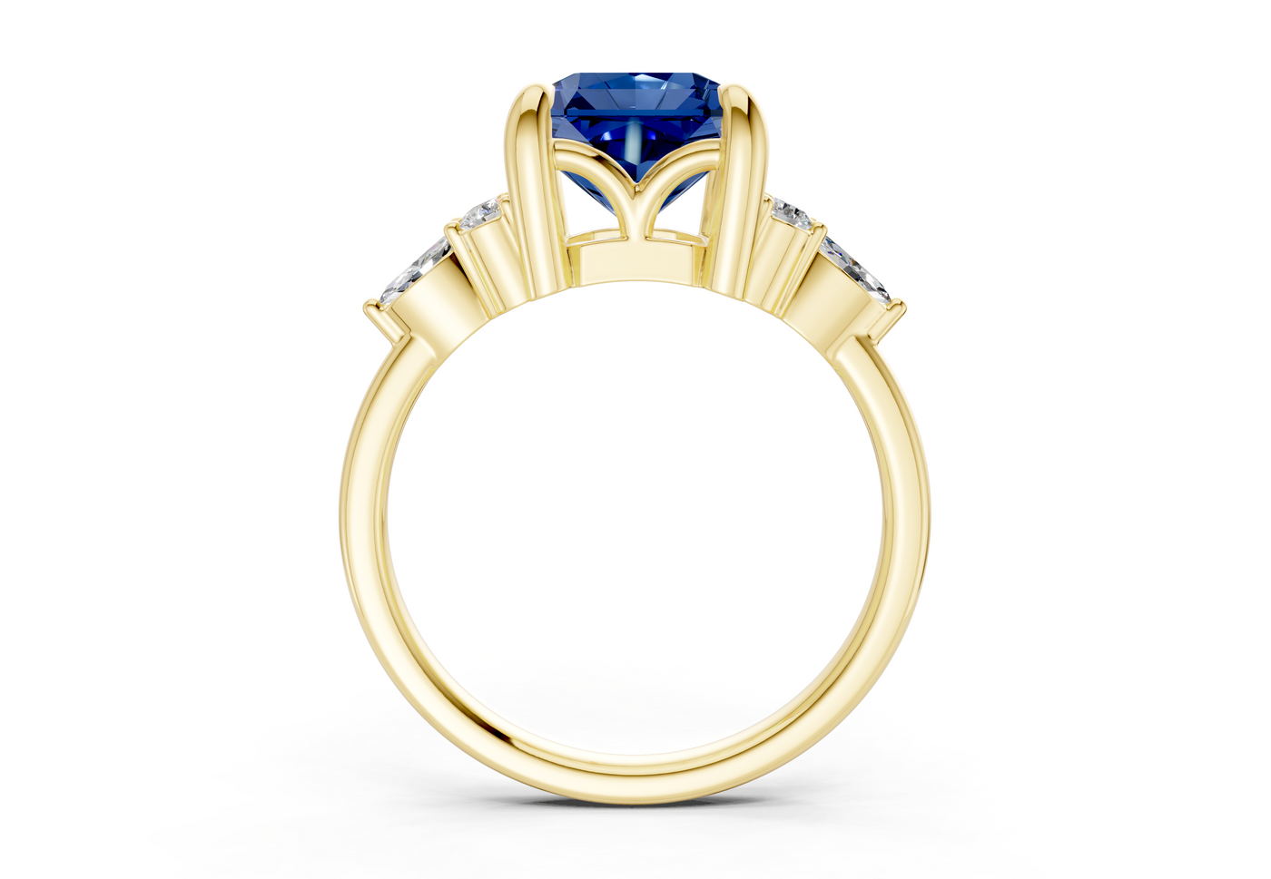 Lyra Sapphire Gemstone Accent Radiant Square Cut 2mm Engagement Ring
