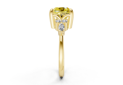Lyra Yellow Diamond Accent Radiant Square Cut 2.3mm Engagement Ring