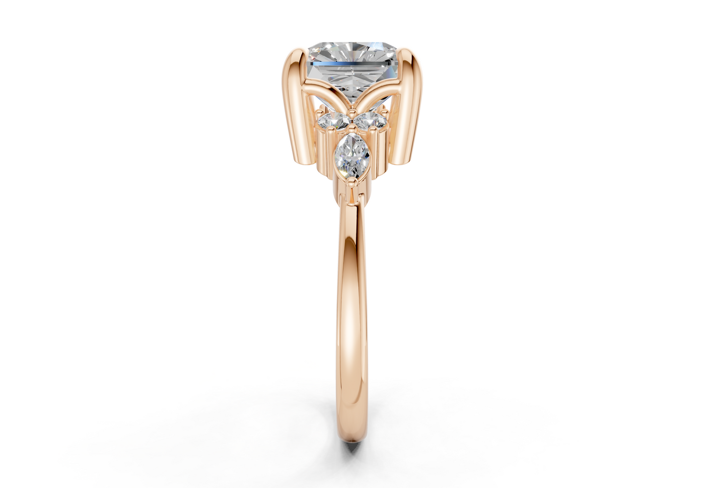 Lyra Diamond Accent Radiant Square Cut 1.8mm Engagement Ring