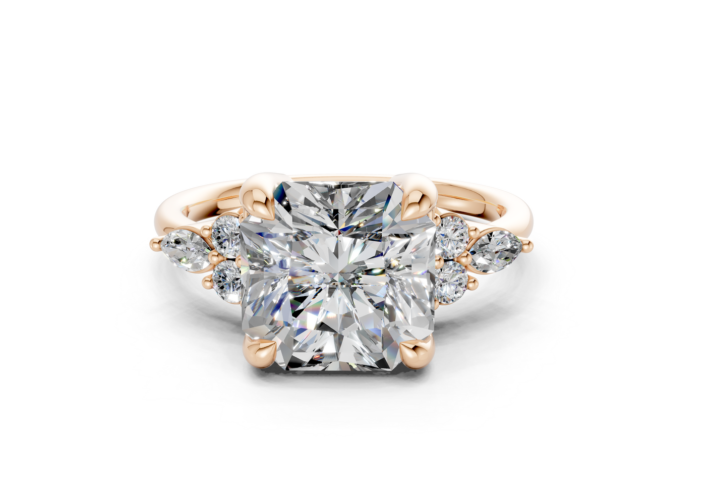 Lyra Diamond Accent Radiant Square Cut 2mm Engagement Ring