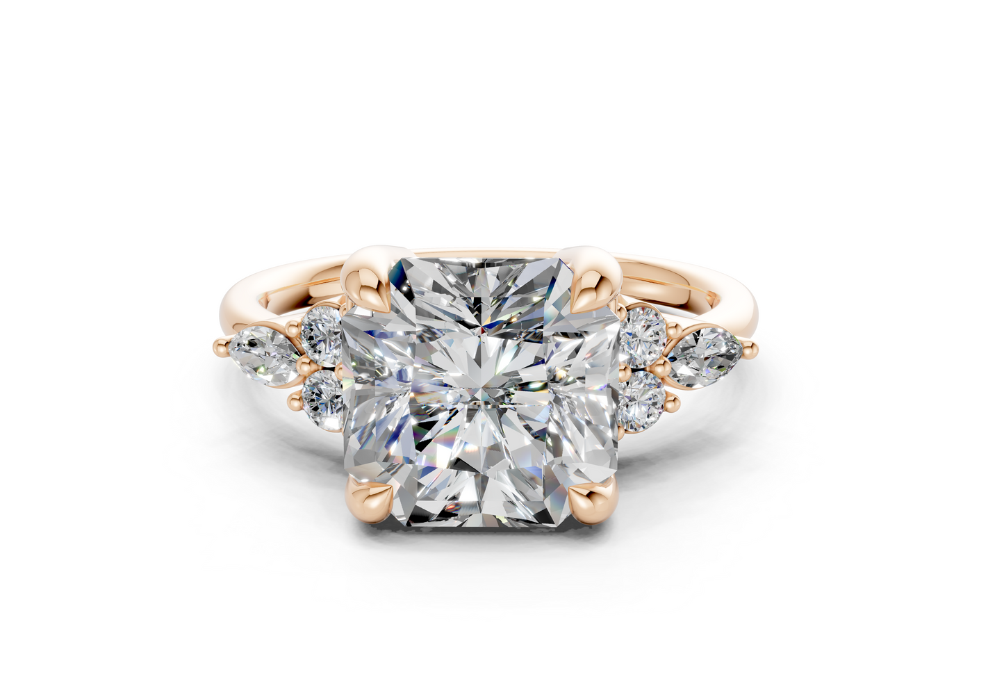Lyra Diamond Accent Radiant Square Cut 1.8mm Engagement Ring