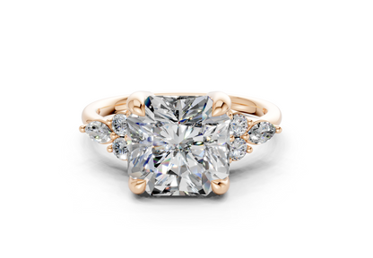 Lyra Diamond Accent Radiant Square Cut 1.8mm Engagement Ring