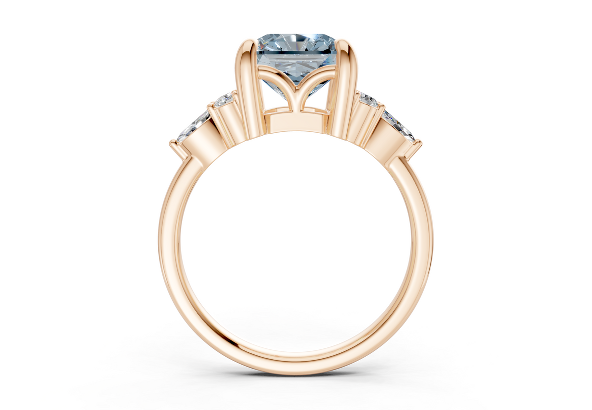 Lyra Blue Diamond Accent Radiant Square Cut 2mm Engagement Ring