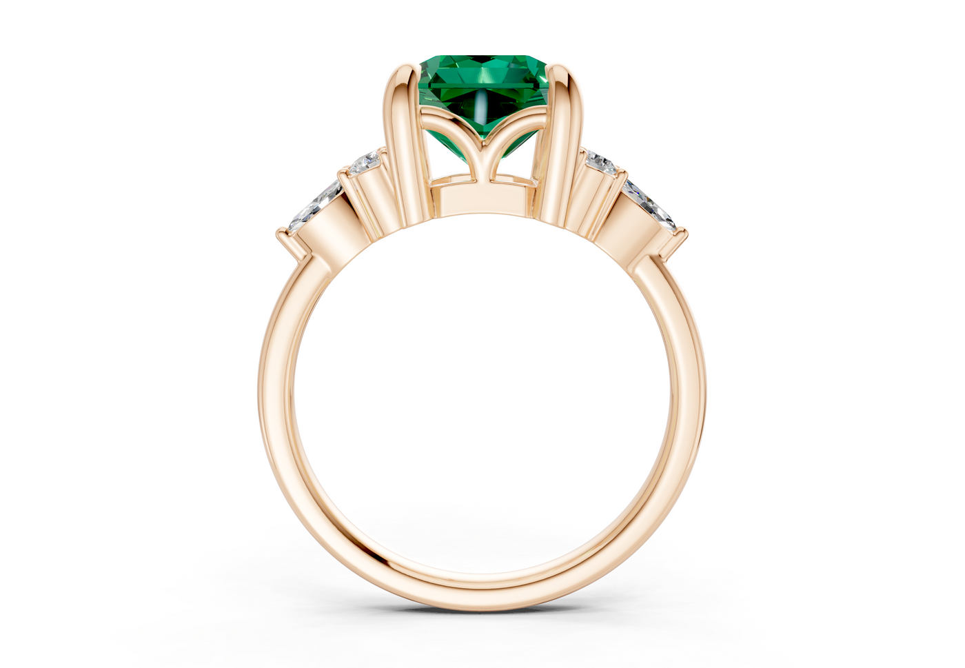 Lyra Emerald Gemstone Accent Radiant Square Cut 2mm Engagement Ring