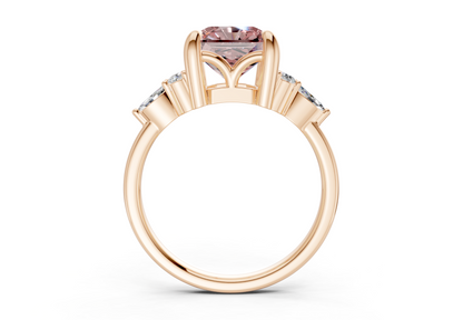 Lyra Pink Diamond Accent Radiant Square Cut 1.8mm Engagement Ring