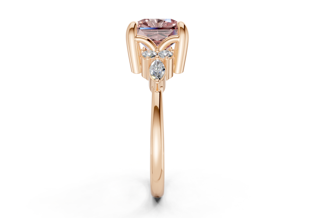 Lyra Pink Diamond Accent Radiant Square Cut 1.8mm Engagement Ring