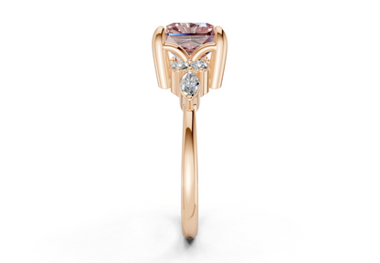 Lyra Pink Diamond Accent Radiant Square Cut 1.8mm Engagement Ring