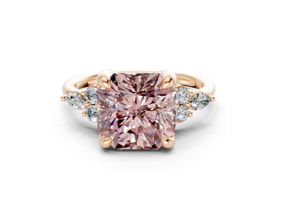 Lyra Pink Diamond Accent Radiant Square Cut 2mm Engagement Ring