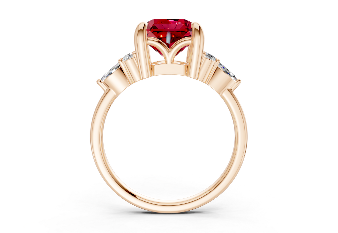 Lyra Ruby Gemstone Accent Radiant Square Cut 2mm Engagement Ring