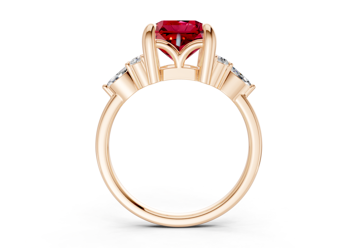 Lyra Ruby Gemstone Accent Radiant Square Cut 2.3mm Engagement Ring